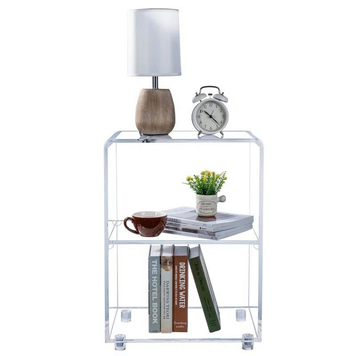 Cascade Clear Acrylic End Table, three-tier modern side table