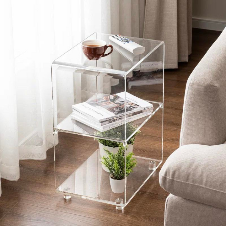 Minimalist Cascade acrylic accent table for living room or bedroom