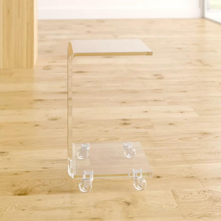 front view of Chic Acrylic End Table in clear with C-shaped design