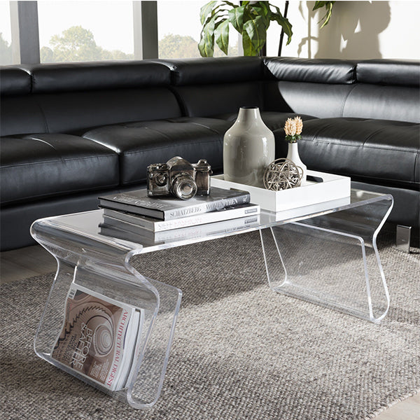 clear acrylic table in living room