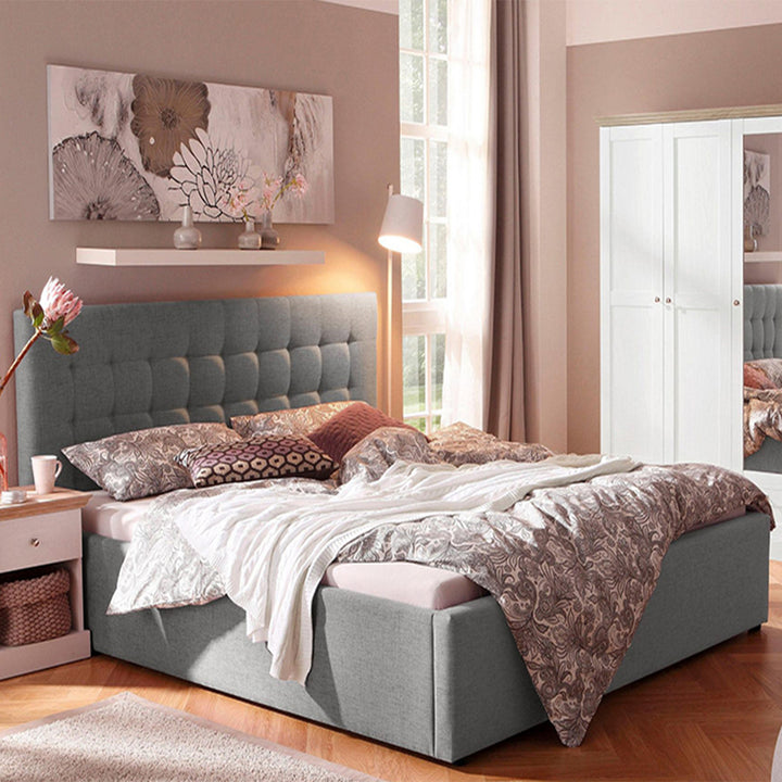 Raylan Bed with Hydraulic Storage | King | Grey Fabric