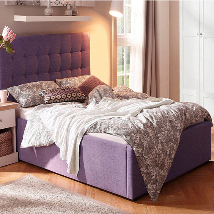 Raylan Bed with Hydraulic Storage | King | Pink Fabric