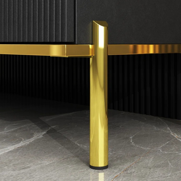 Golden legs of modern black buffet