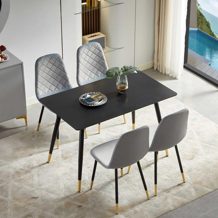 4-seater dining table with simple oak-look melamine veneer table top with 4 chairs