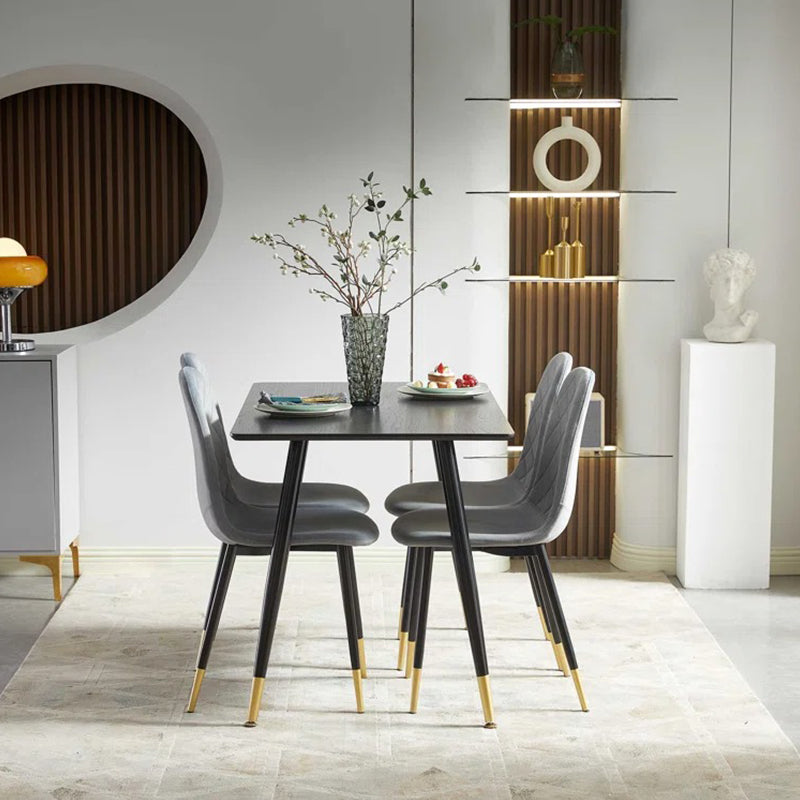 Modern 4-seater dining table in grey with upholstered chairs