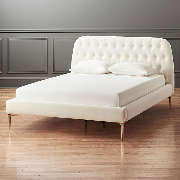 Kamari Bed Without Storage | Queen | White Fabric