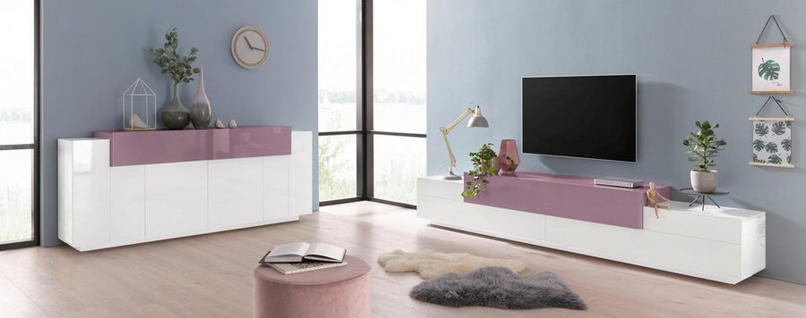 Boat Tv Stand | White & Hot Pink