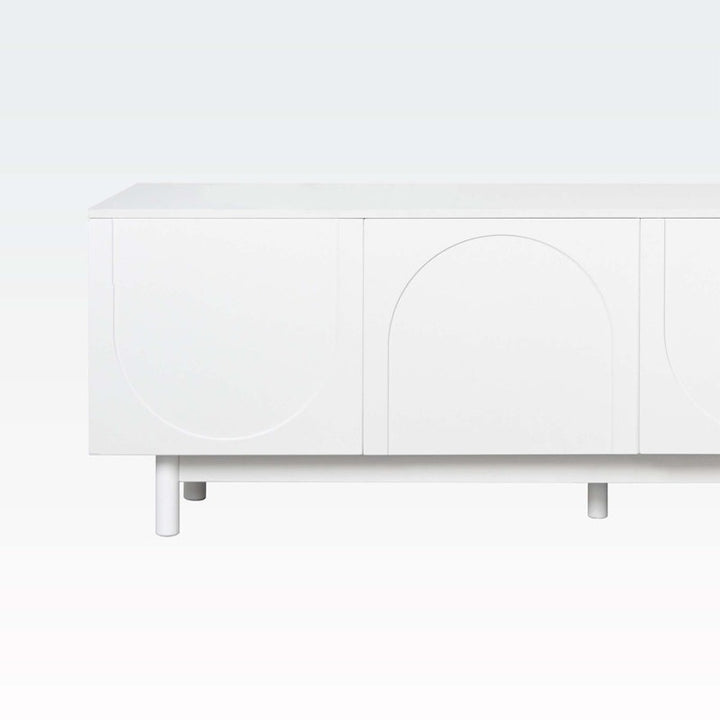 Halo tv stand with rich emerald finish