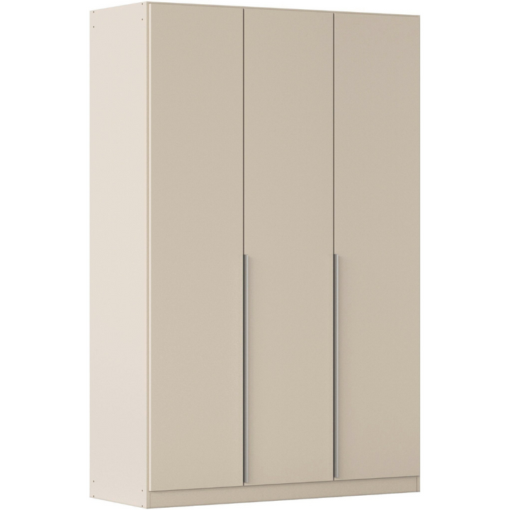 A beige 3-door wardrobe with a minimalist design, featuring three vertical doors with no visible handles and a subtle glossy finish.