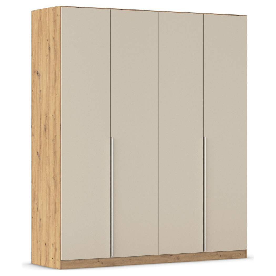 Modern beige and beech 4-door wardrobe