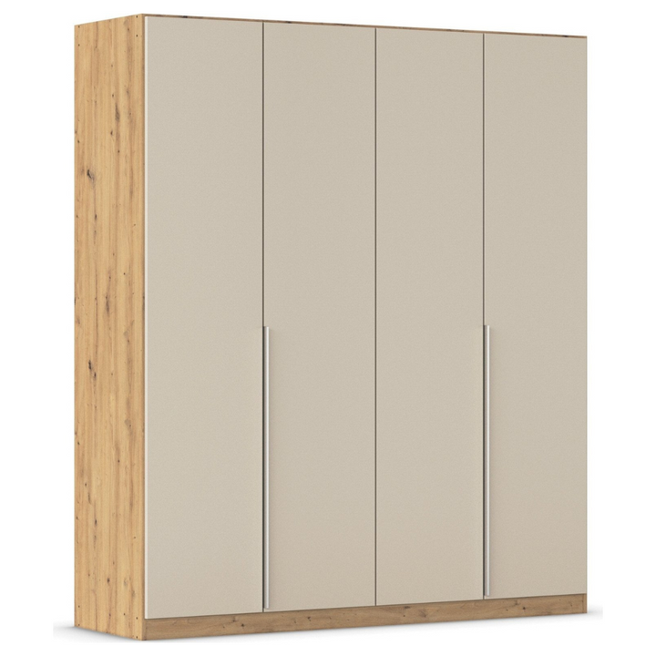 Modern beige and beech 4-door wardrobe