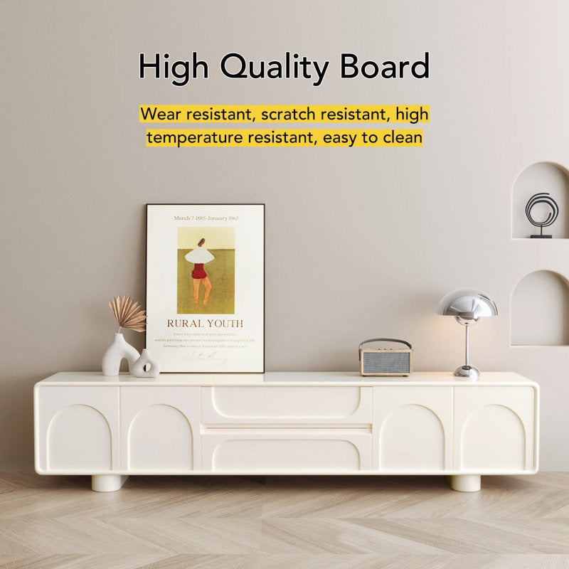 white tv unit crafted from high quality mdf board