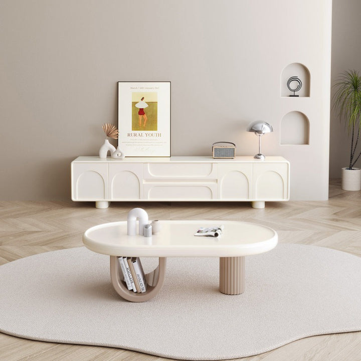 White gloss tv unit for minimalist living room