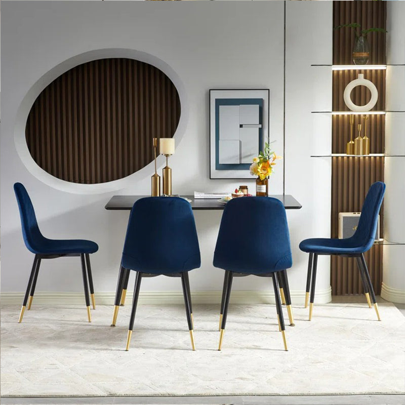 Modern simple oak-look melamine veneer tabletop with thickness, with gold coating accents on the ends of the steel legs. 