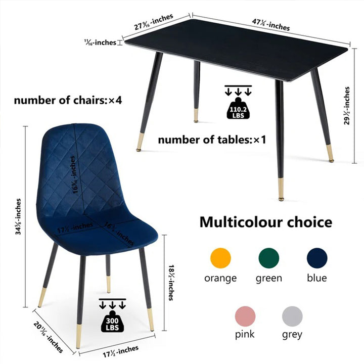 dimension of dining table and chair on white background