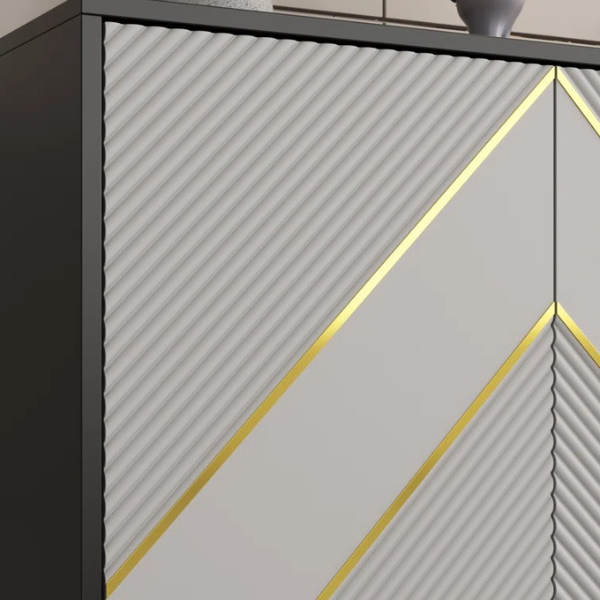 Grey and black sideboard cabinet with modern design on it