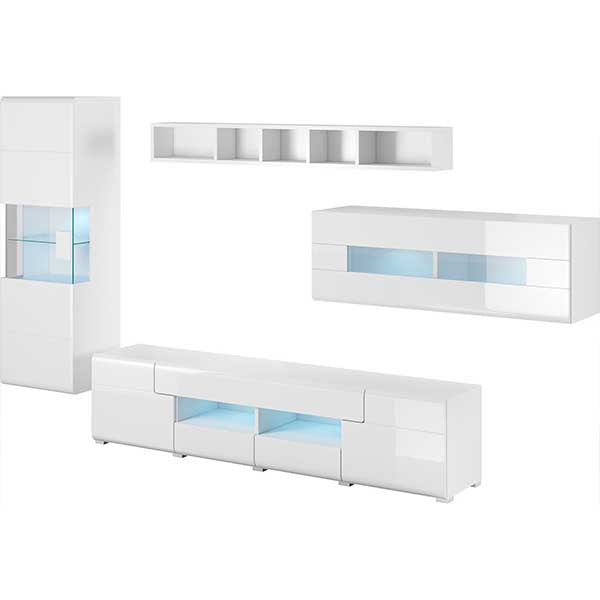 modern white tv unit set on a white background