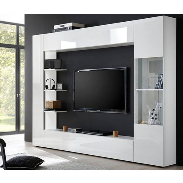 Stylish white tv unit set for living room