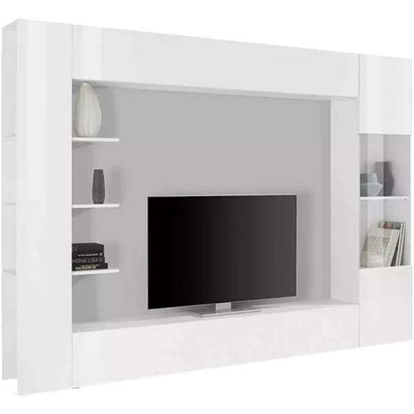 durable white tv unit set in white finish