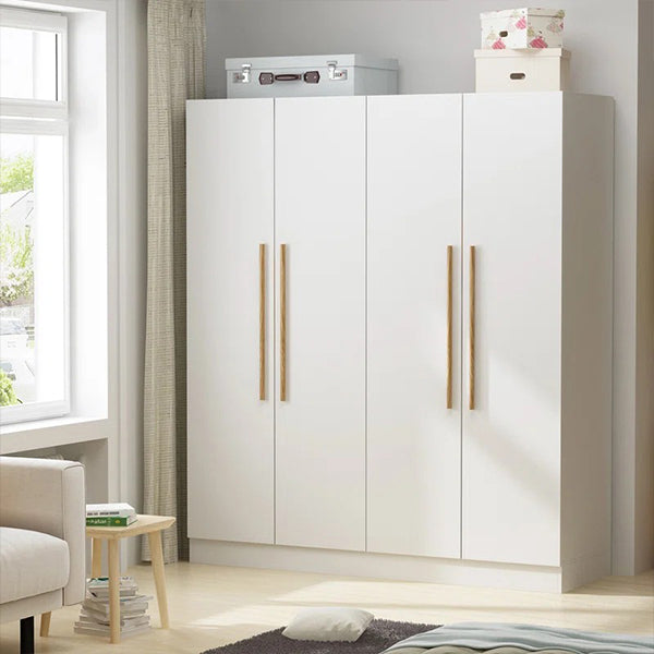 Modern white wardrobe with golden long handles