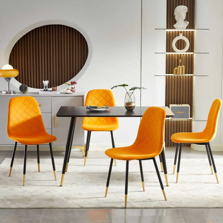 Premium 4-seater dining table set in orange 