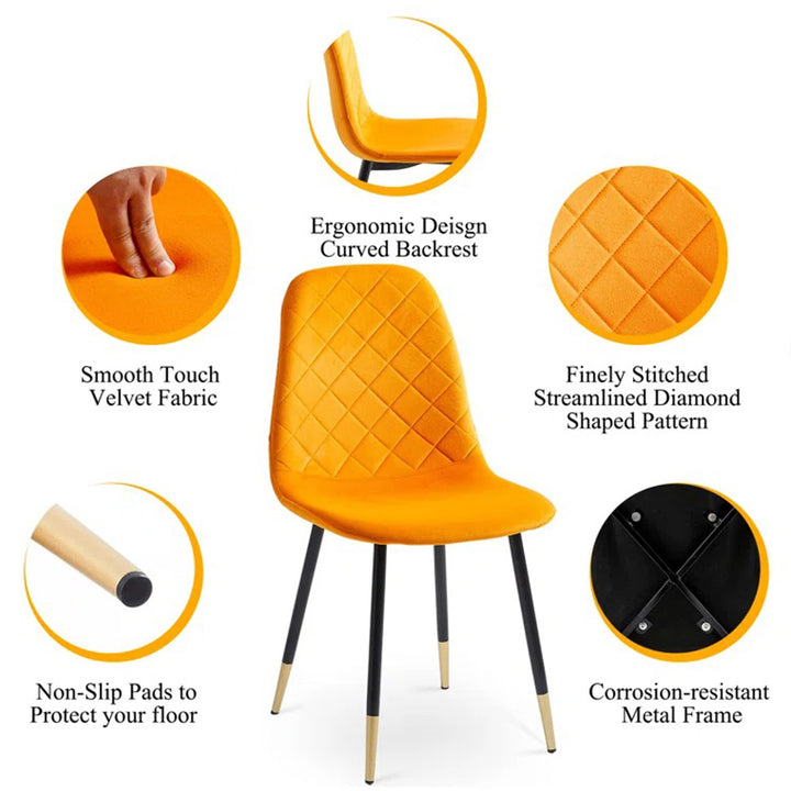 dining chairs upholstered in high-quality fabric that is smooth and soft to the touch and highly resistant to wear and pilling, elegant with a subtle shimmering effect
