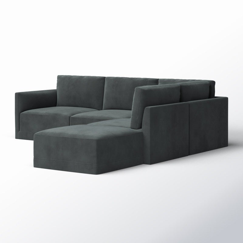 Reno L-Shape Sofa | Black | Right Facing