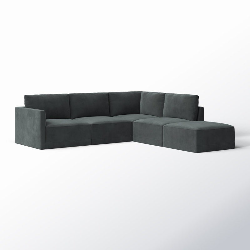Reno L-Shape Sofa | Black | Right Facing