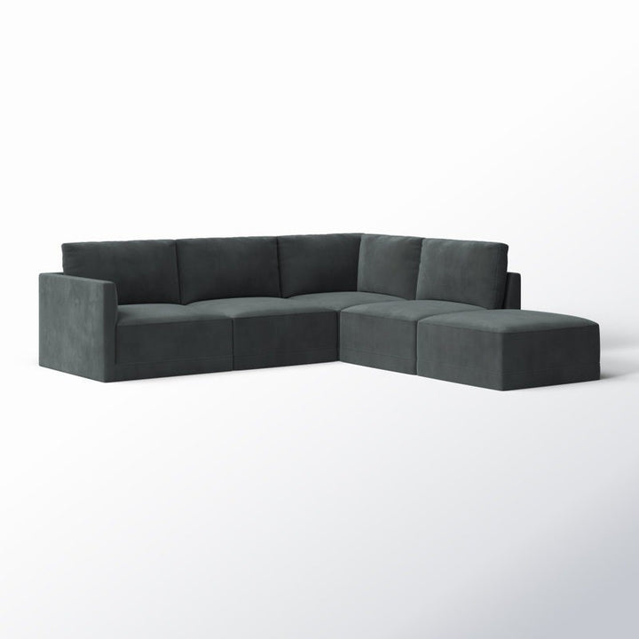 Reno L-Shape Sofa | Black | Right Facing