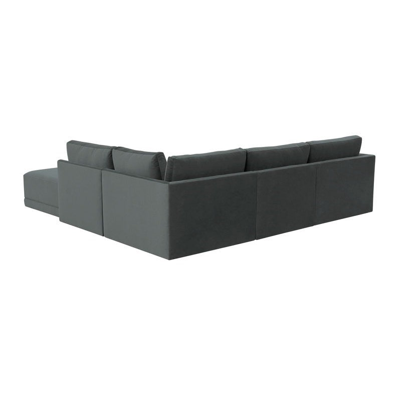 Reno L-Shape Sofa | Black | Right Facing