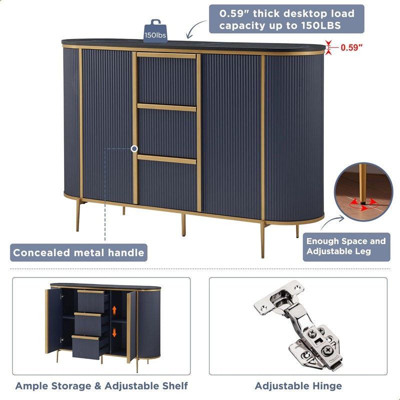 Sideboard with thick desktop load and adjustable hinge