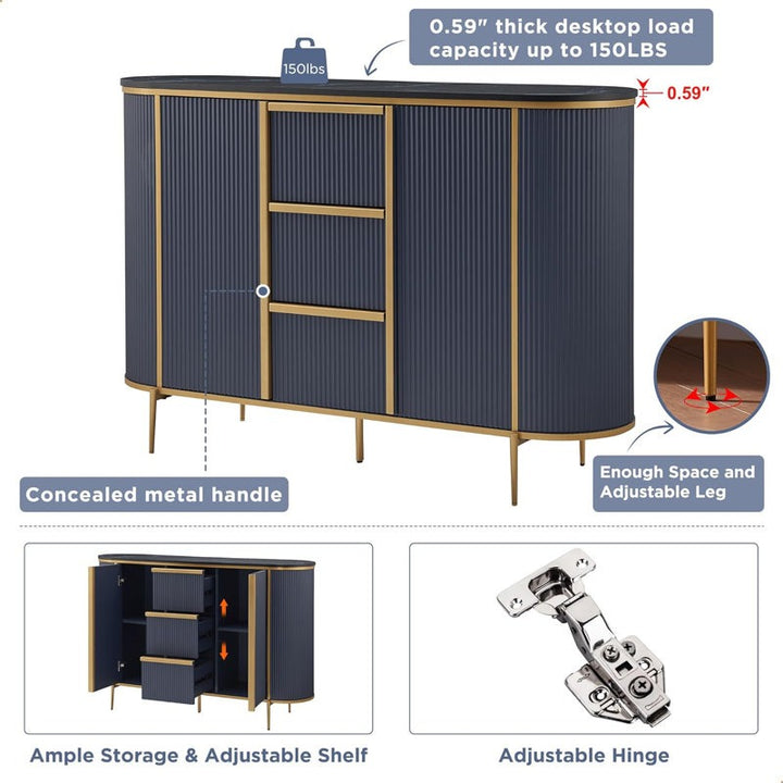 Sideboard with thick desktop load and adjustable hinge