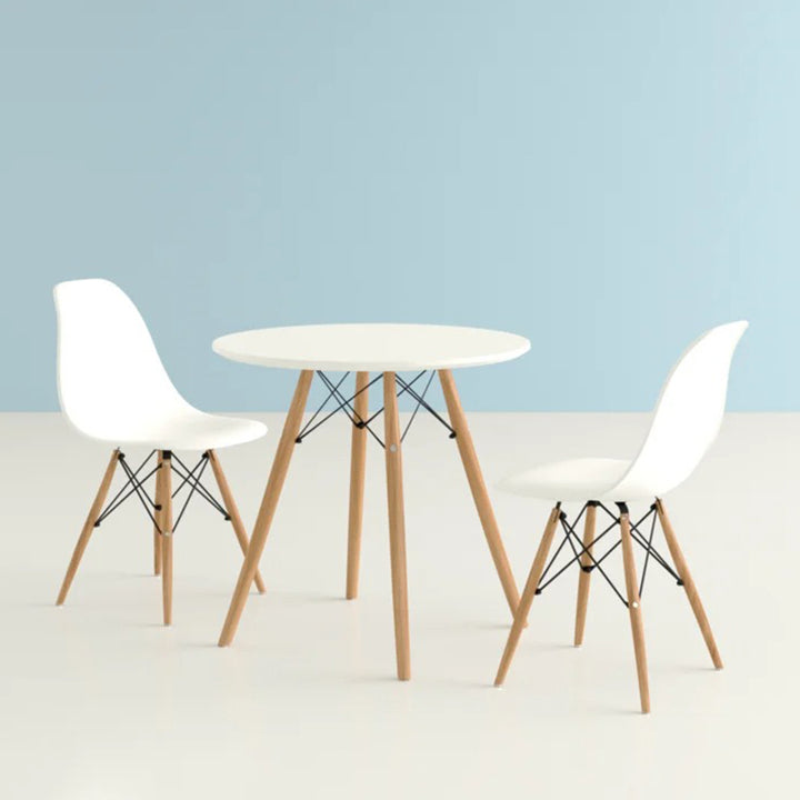 stylish round dining table with 2 chairs