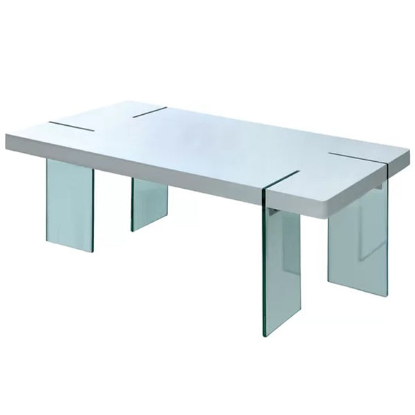 Stylish white coffee table with glass legs