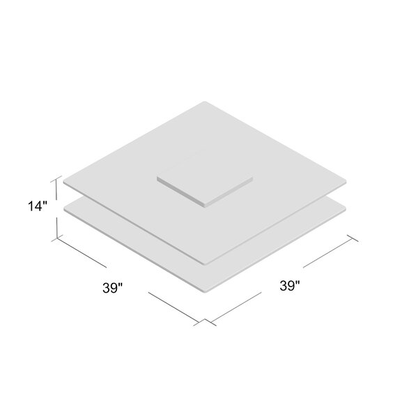 Square Sisvo coffee table in white with durable board and glass construction, measuring 39 × 39 × 14 for versatile living room placement