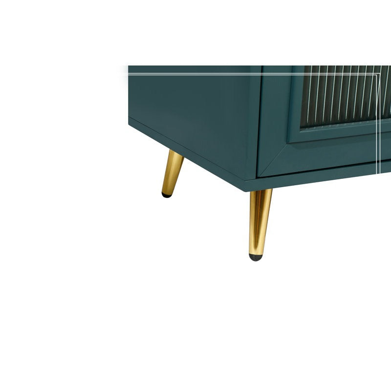 Sturdy gold metal legs, providing a chic floating effect 