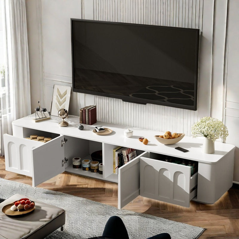 TV stand with 2 smooth-glide drawers and concealed compartments