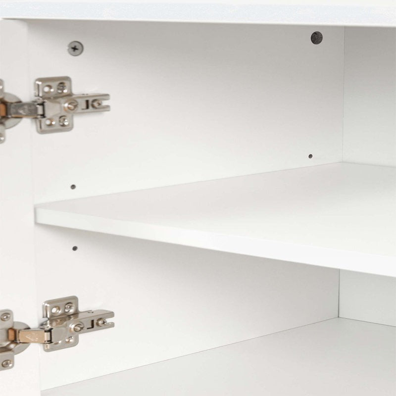 White elegant tv stand with adjustable shelves
