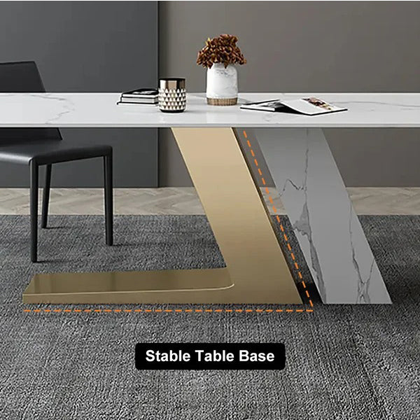 Premium dining table with dual-leg design with stable table base