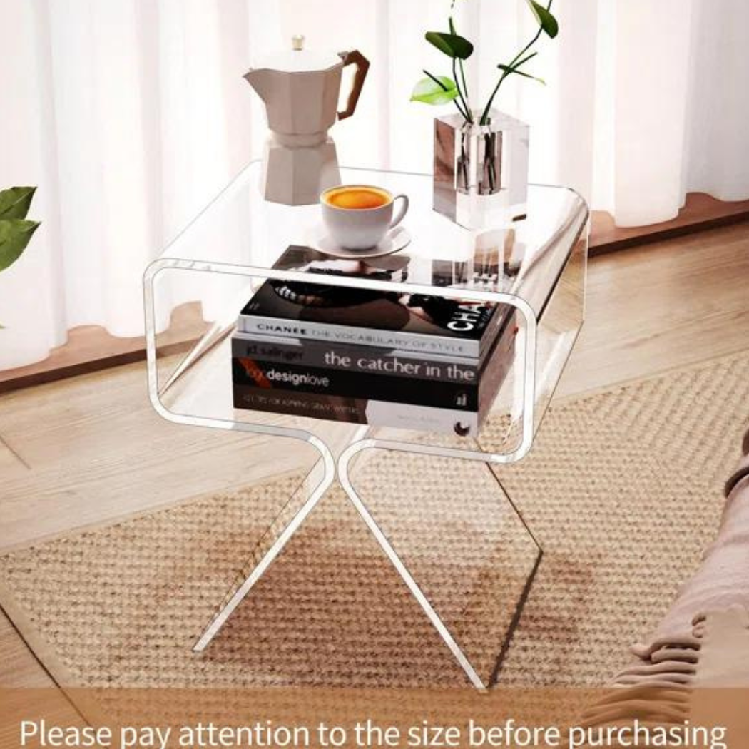 Modern acrylic side table for living room or bedroom