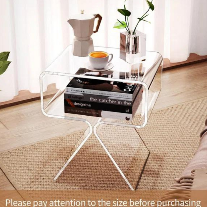 Modern acrylic side table for living room or bedroom