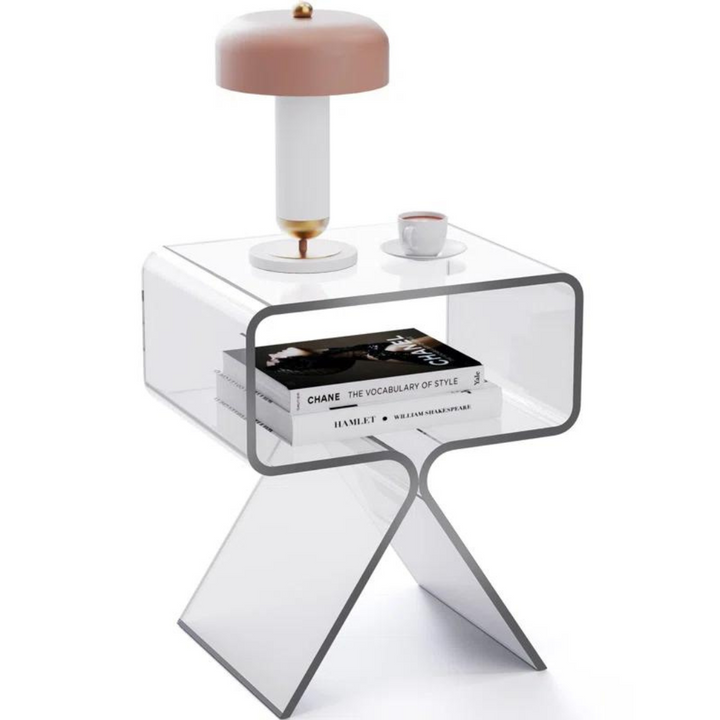 Compact transparent acrylic side table for modern interiors
