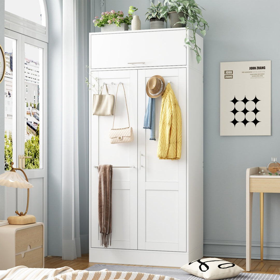 Modern white 2-door wardrobe crafted from premium mdf board 