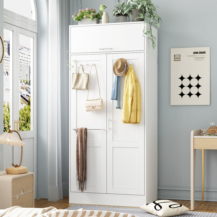 Modern white 2-door wardrobe crafted from premium mdf board 