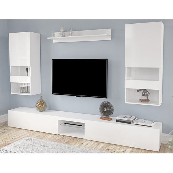 trendy white tv unit set design