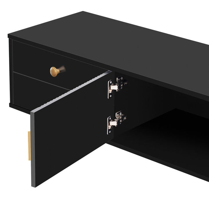metal hinge of black tv stand