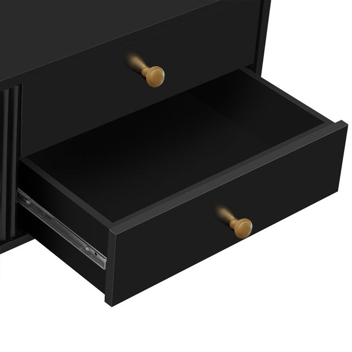 smooth glide drawers of black unit