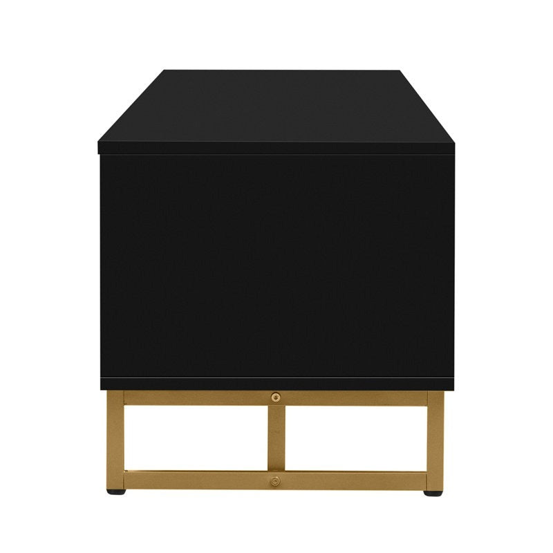 side view of a TV unit with t-shaped frame legs
