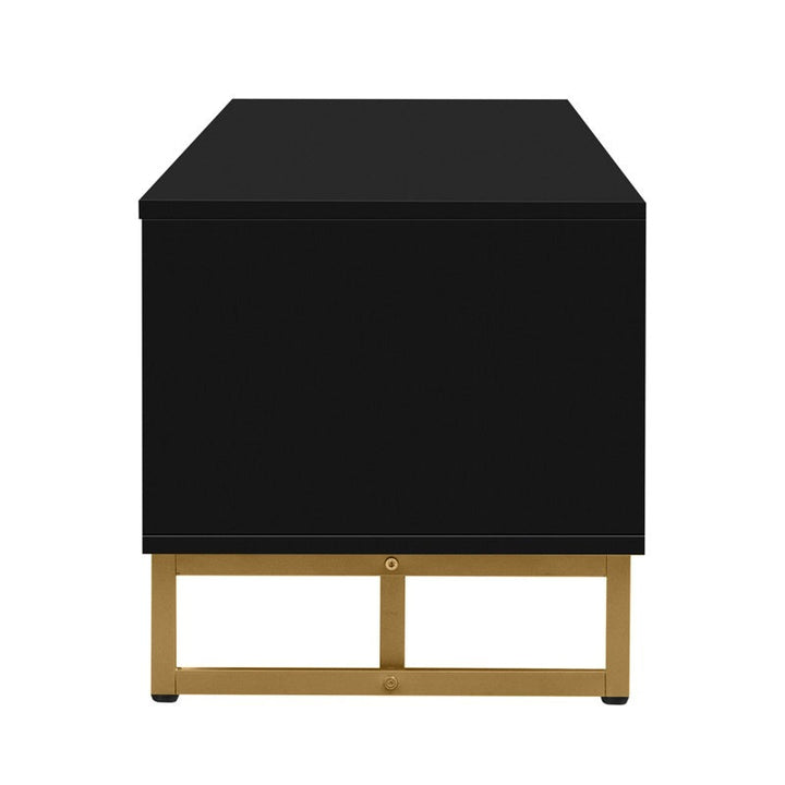 side view of a TV unit with t-shaped frame legs