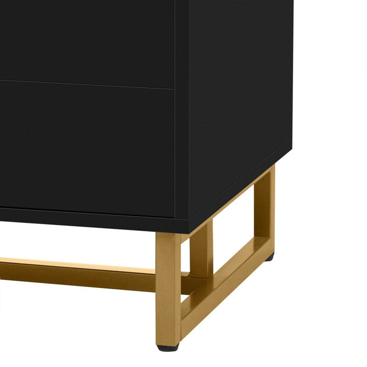 T-shaped metal frame of black tv unit